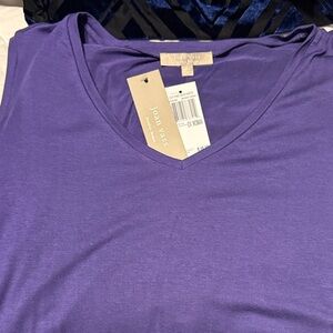 Joan Vass V-Neck Purple Short Sleeveless Top